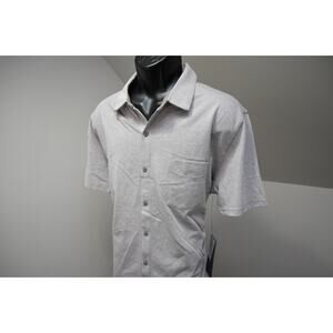 Fabletics Button Up Dress Shirt Athletic Stretch Short Sleeve Gray Mens XL NWT